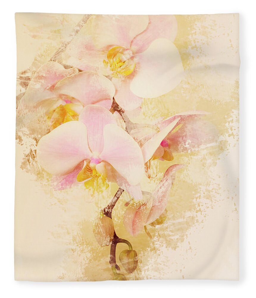 Phalaenopsis Fleece Blanket featuring the photograph Orchids by Angie Tirado