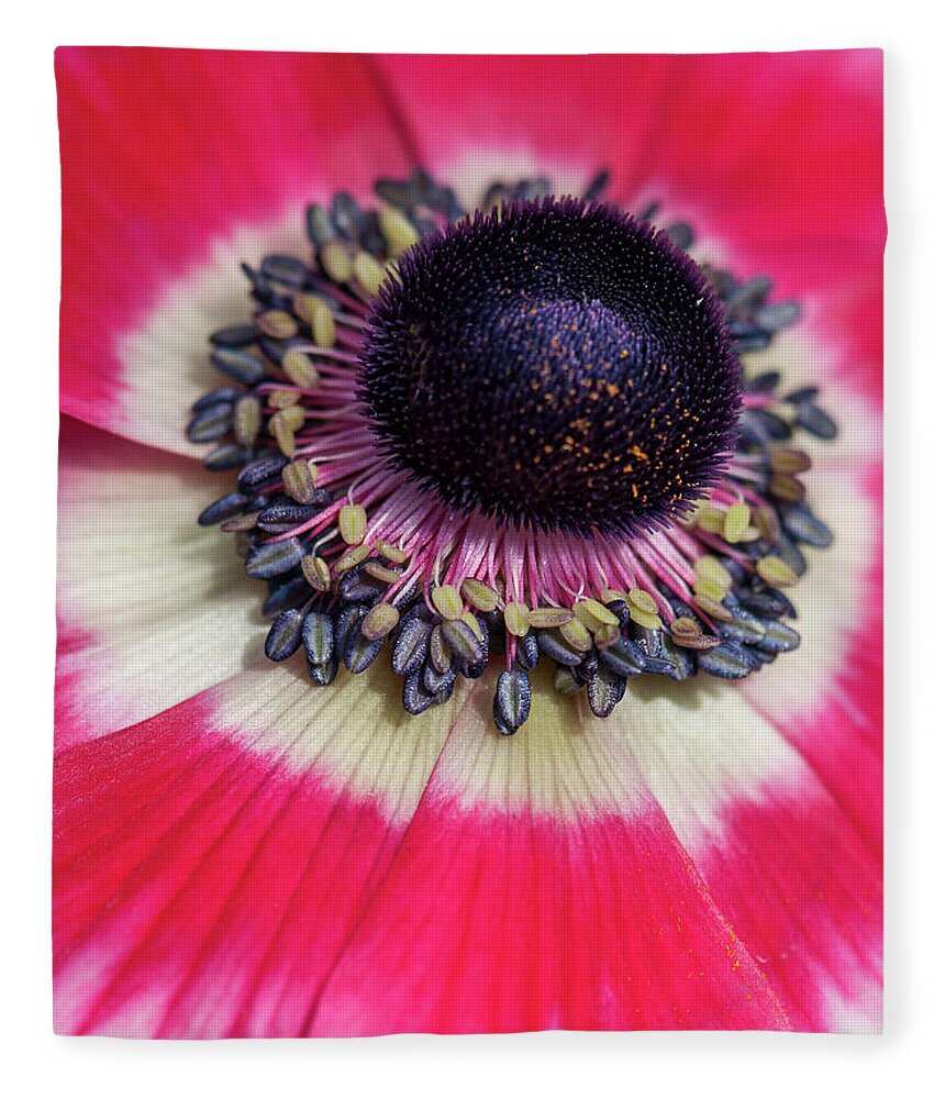 Macro Fleece Blanket featuring the photograph Asian Poppy Necklace by Ginger Stein