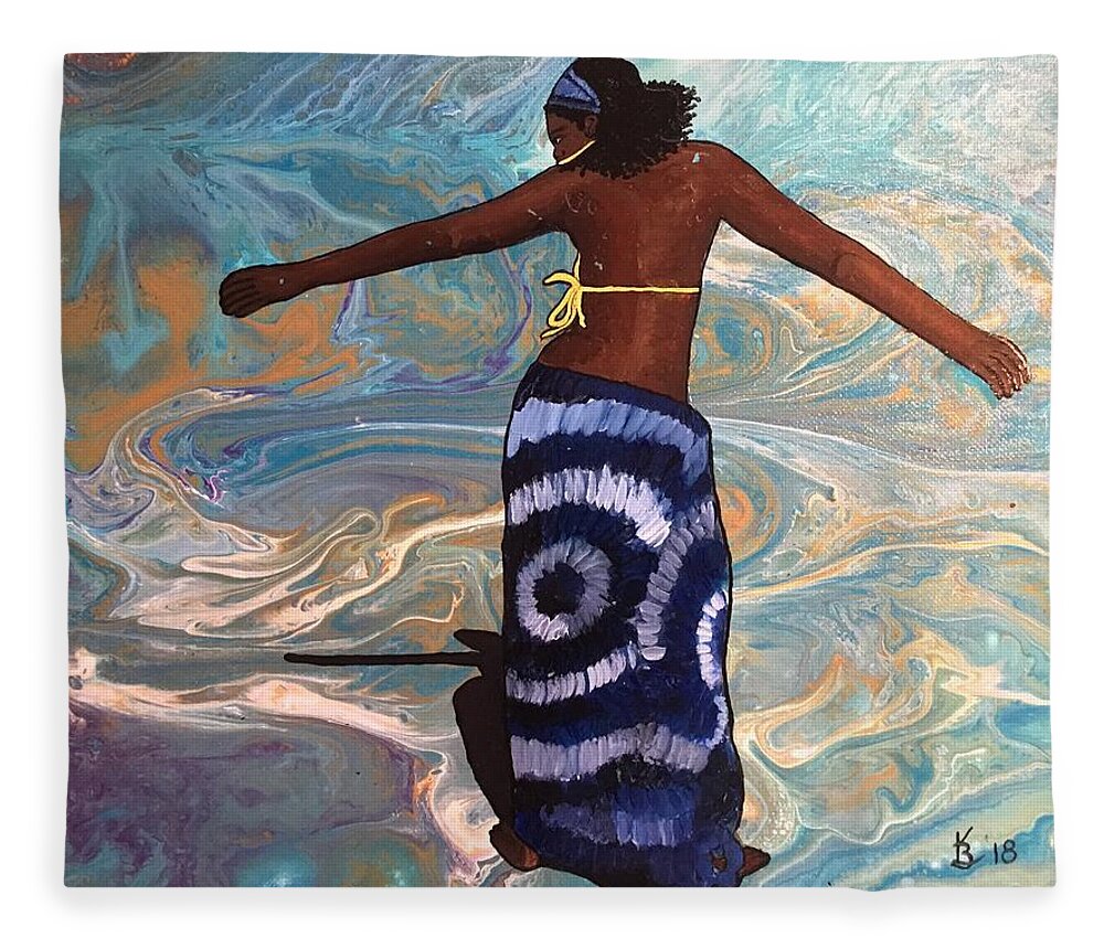 Oshun Fleece Blanket featuring the painting Oshun Goddess by Karen Buford