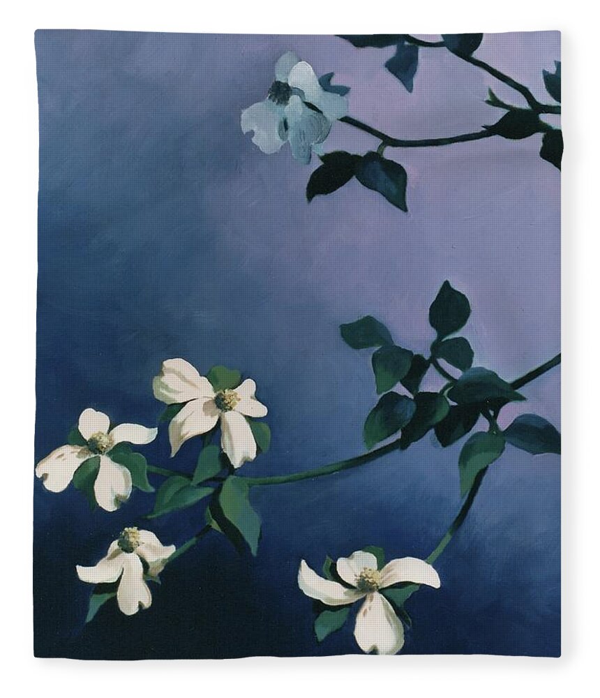 Dogwood Fleece Blanket featuring the painting Our Dogwood by Blue Sky
