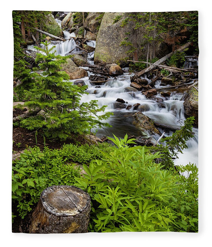 Waterfall Fleece Blanket featuring the photograph Ouzel Falls in Rocky Mountain National Park by Ronda Kimbrow