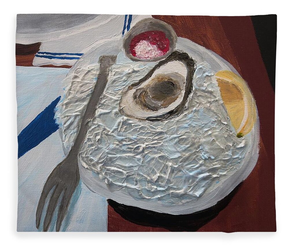  Fleece Blanket featuring the painting Oyster Time by C E Dill