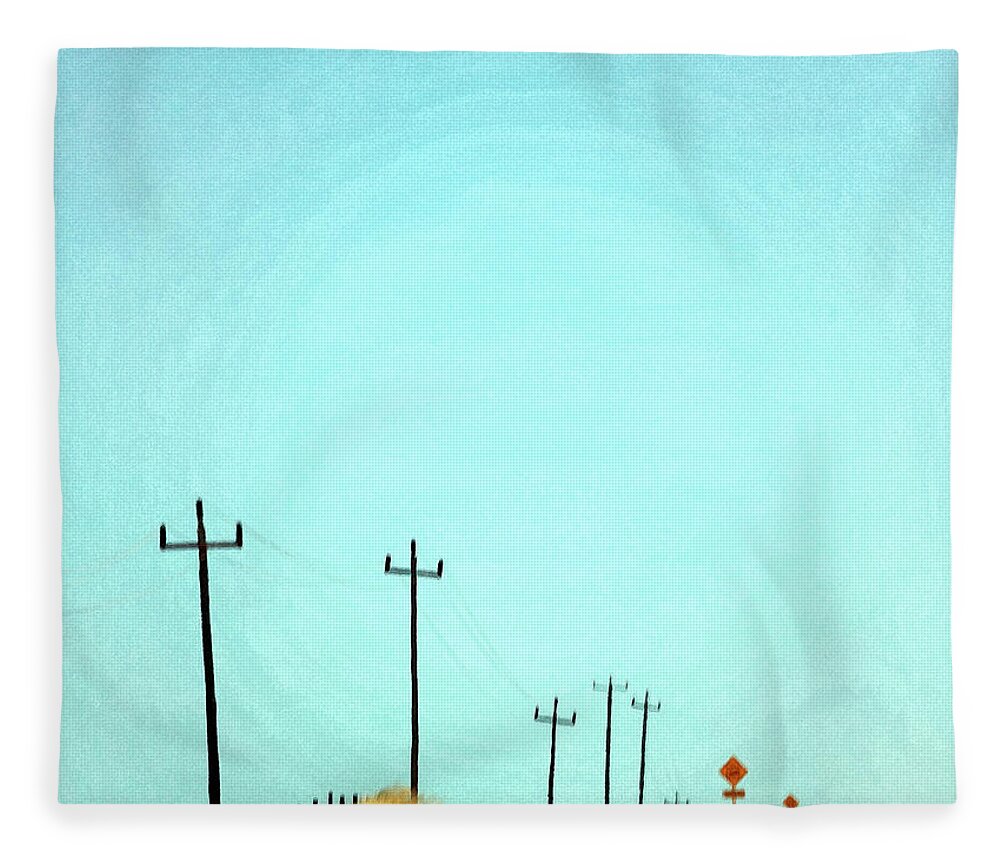 Outdoors Fleece Blanket featuring the photograph Painting Of Telegraph Poles by Virginia Star