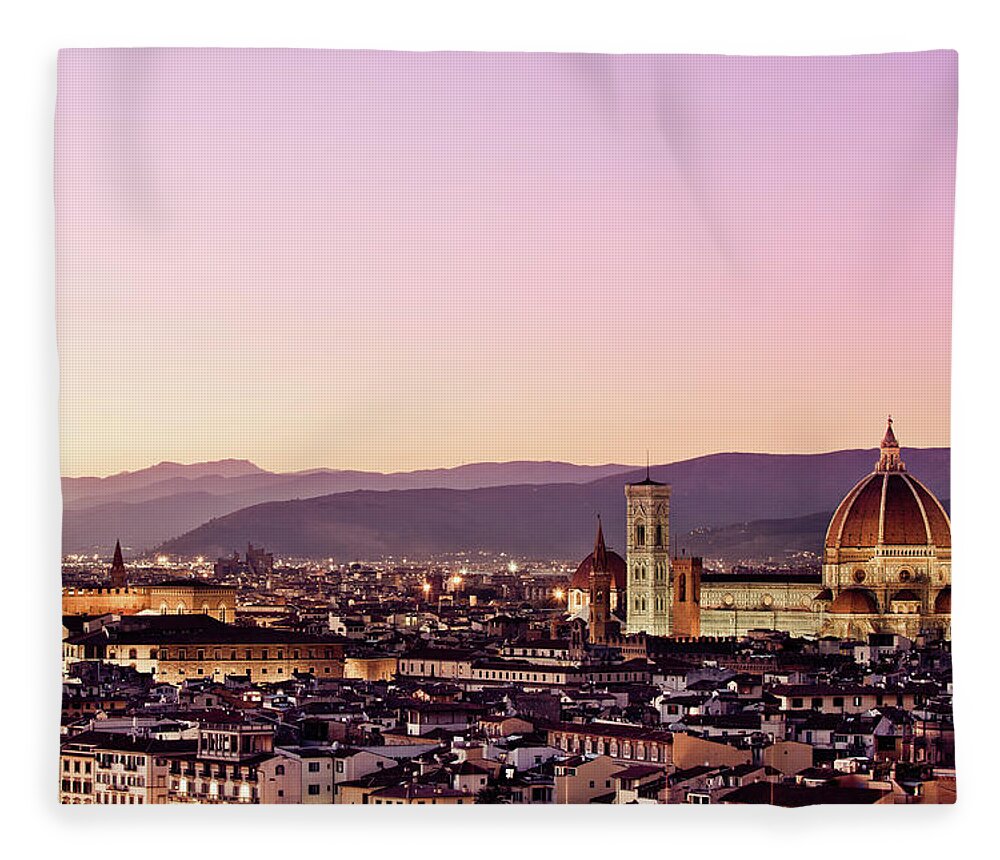 Scenics Fleece Blanket featuring the photograph Palazzo Vecchio And Duomo, Florence by Zodebala