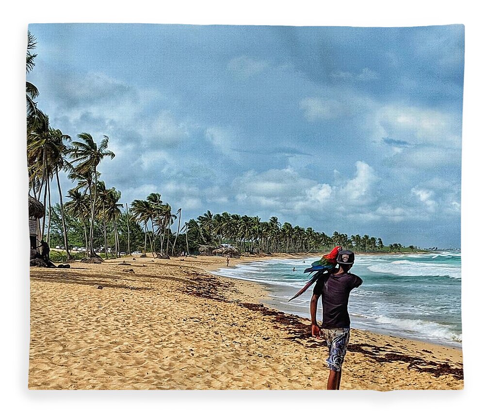 Punta Cana Fleece Blanket featuring the photograph Palm Tree Paradise by Portia Olaughlin