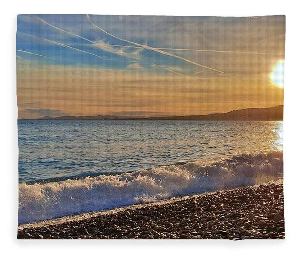 Sunset Fleece Blanket featuring the photograph Panoramic Pastel Sunset by Andrea Whitaker
