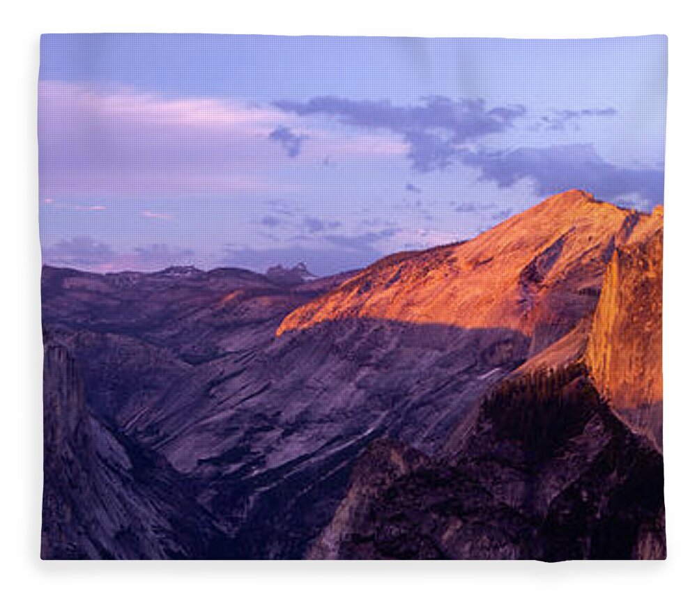 Panoramic Fleece Blanket featuring the photograph Panoramic View Of Glacier Point Over A by Kiskamedia
