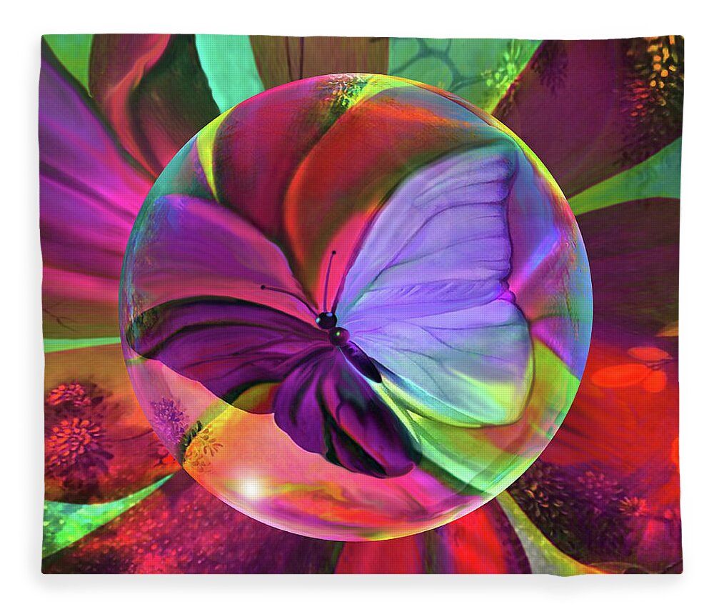 Butterfly Fleece Blanket featuring the digital art Papillon de Grace by Robin Moline