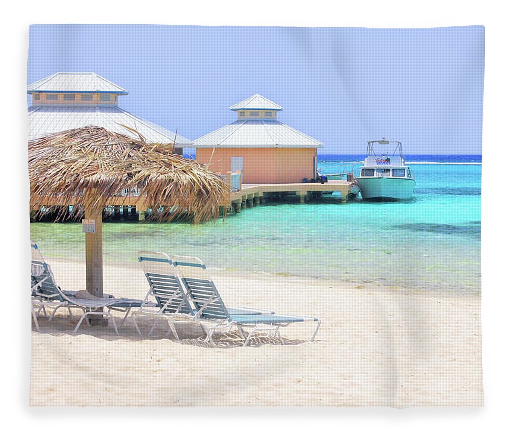 Cayman Fleece Blanket featuring the photograph Paradise Docking by Iryna Goodall