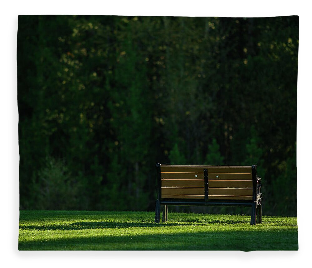 Bench Fleece Blanket featuring the photograph Park bench at sunrise by Julieta Belmont