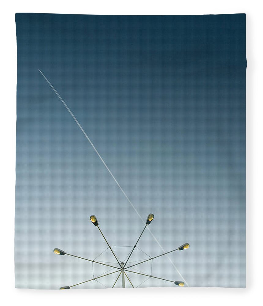 Parking Lot Fleece Blanket featuring the photograph Parking Lot Light At Airport, Vapour by Pete Starman