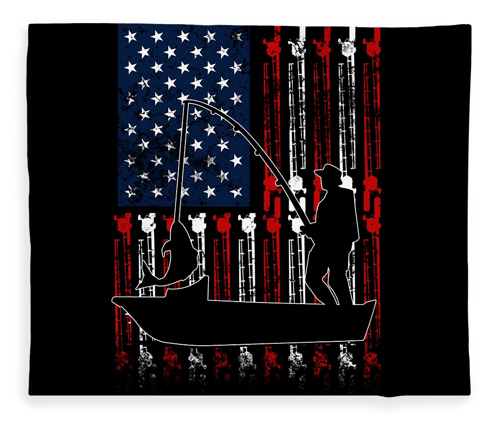 Patriotic Man Fishing American Flag Bass Vintage Fleece Blanket by Sassy  Lassy - Pixels
