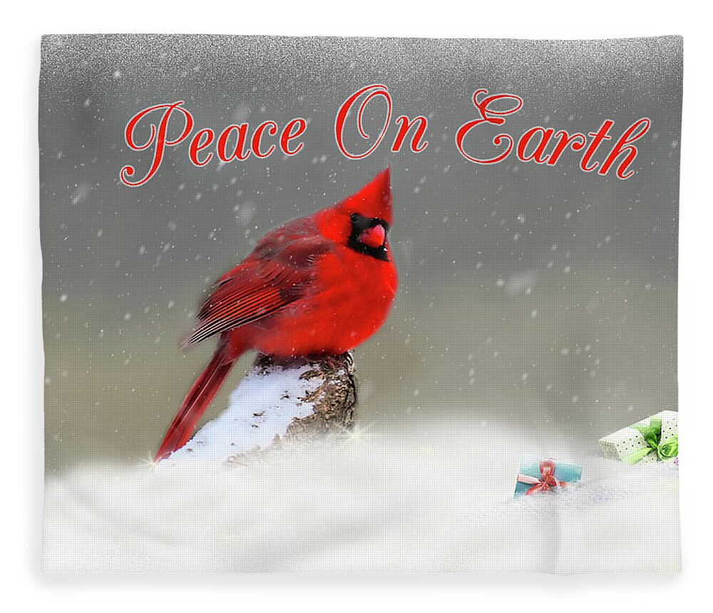 Cardinal Fleece Blanket featuring the photograph Peace On Earth by Cathy Kovarik