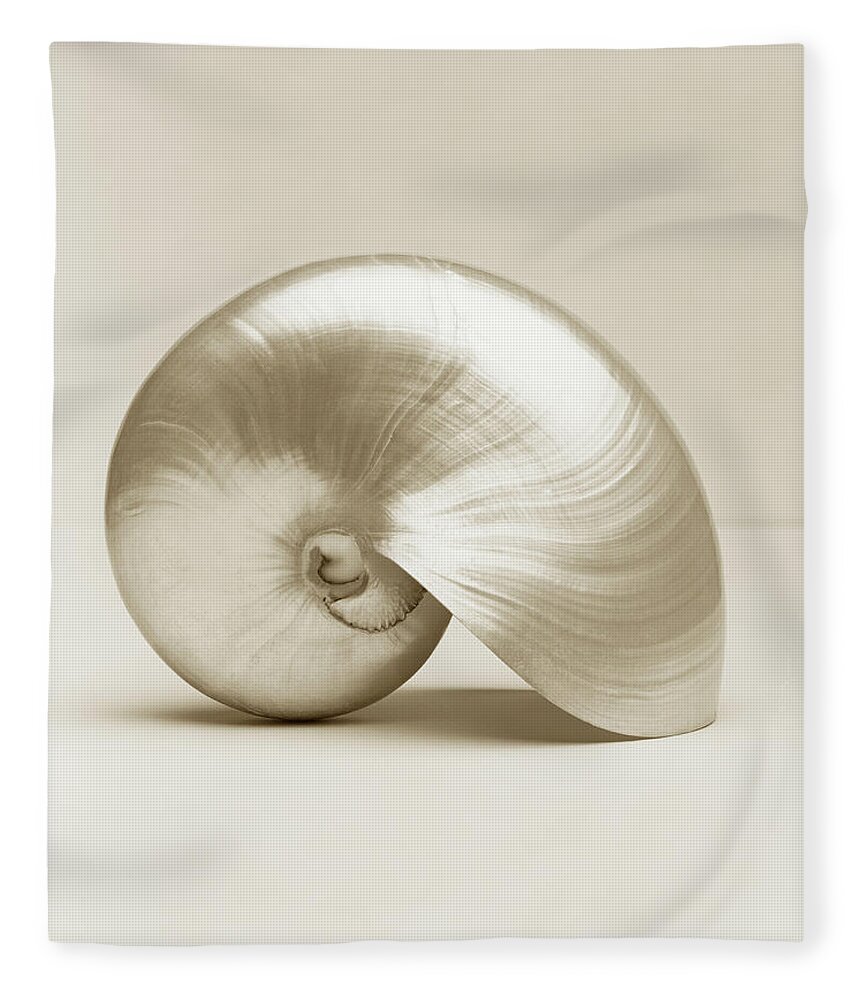 Animal Shell Fleece Blanket featuring the photograph Pearlised Nautilus Sea Shell, Close-up by Finn Fox