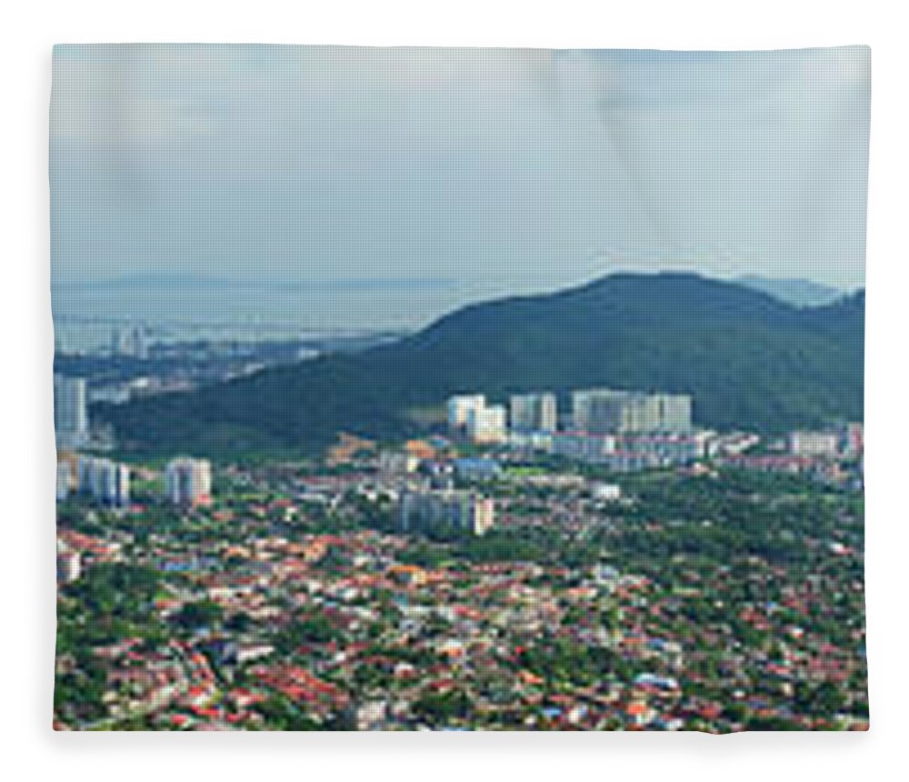 Panoramic Fleece Blanket featuring the photograph Penang Island, Malaysia by Photos By Jeremy Tan