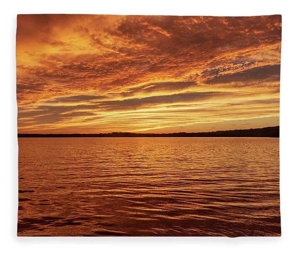 Percy Priest Lake Fleece Blanket featuring the photograph Percy Priest Lake Sunset by D K Wall