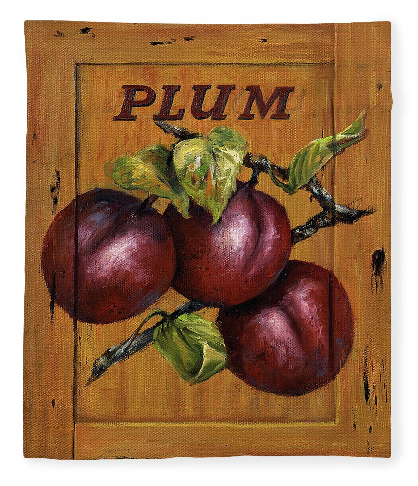 Plums Fleece Blanket featuring the painting Perfect Plums by Lynne Pittard