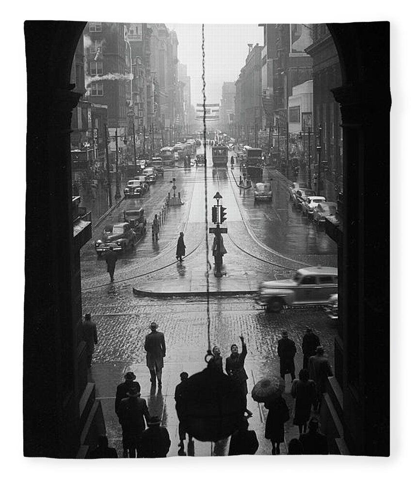City Hall Fleece Blanket featuring the photograph Philadelphia City Hall, East Portal, 1950 by Lawrence S Williams