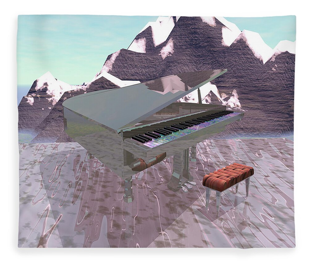 Piano Fleece Blanket featuring the digital art Piano Scene by Bernie Sirelson