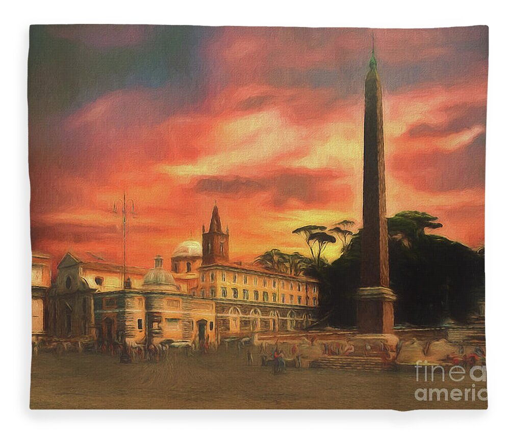 Piazza Del Popolo Fleece Blanket featuring the photograph Piazza del Popolo Rome by Leigh Kemp