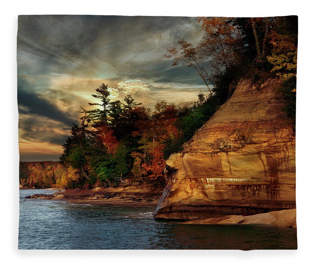 Evie Fleece Blanket featuring the photograph Pictured Rocks National Park by Evie Carrier