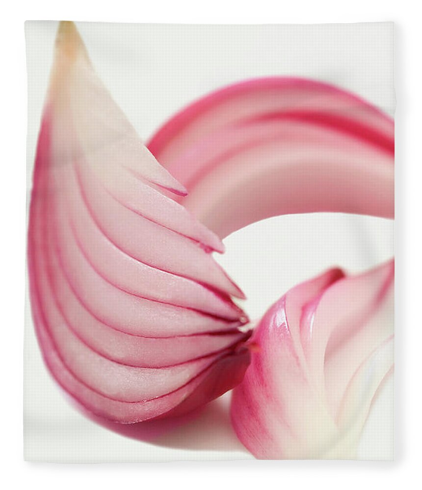White Background Fleece Blanket featuring the photograph Pieces Of A Purple Onion, Close-up by Medioimages/photodisc
