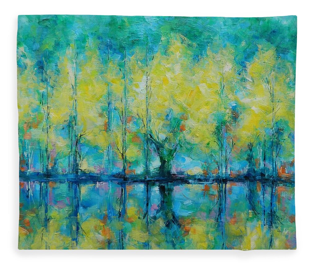 Spring Fleece Blanket featuring the painting Pieces of April by Dan Campbell
