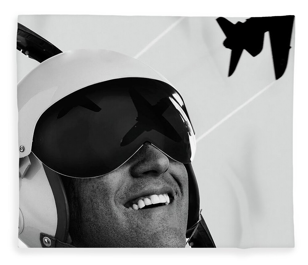 Expertise Fleece Blanket featuring the photograph Pilot Helmet by Lockiecurrie