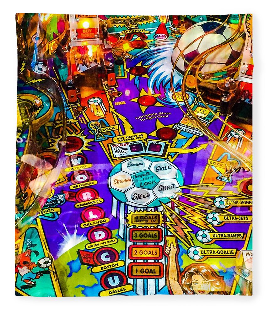 Pin Ball Machine Fleece Blanket For Sale By Sage Photography