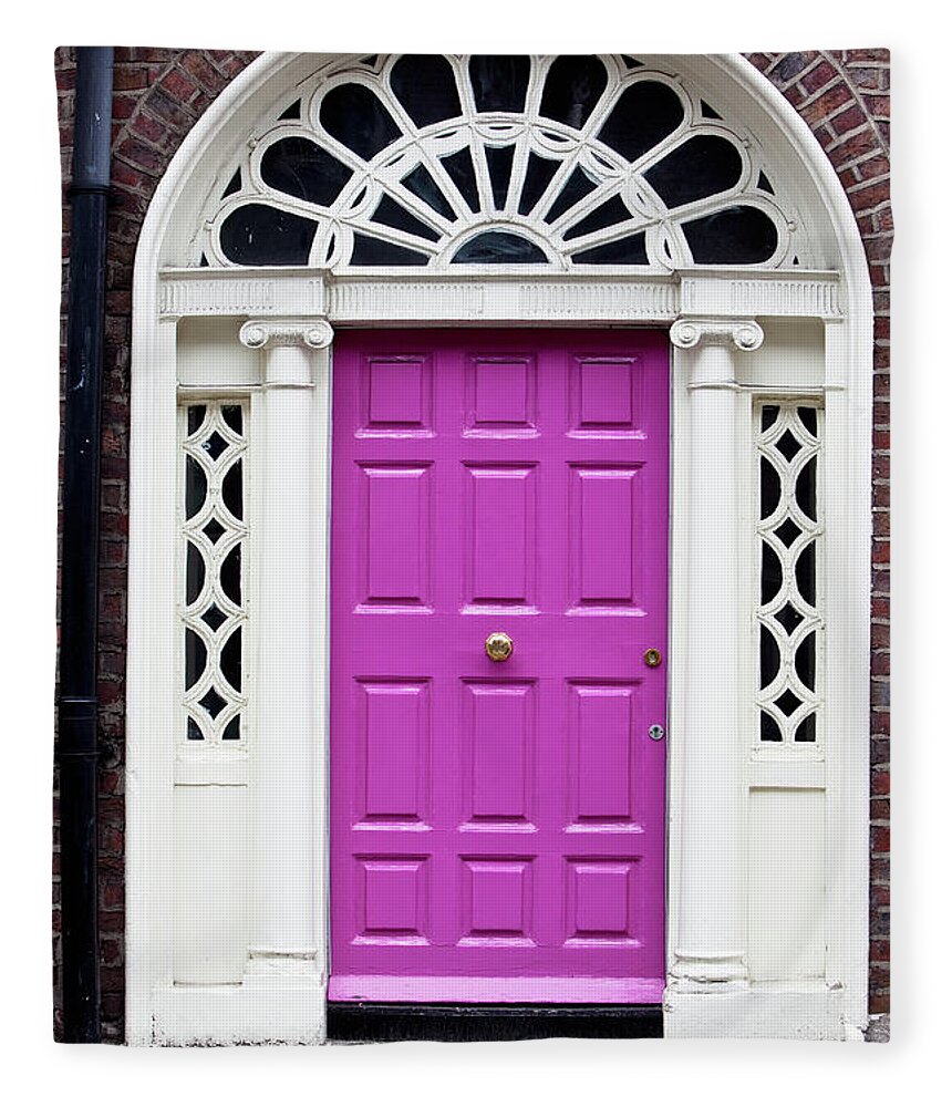Steps Fleece Blanket featuring the photograph Pink Door by Opla