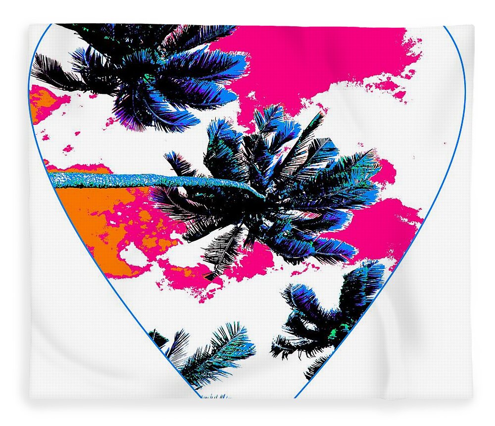 Heart Fleece Blanket featuring the digital art Pink Palm Hearts by Becqi Sherman