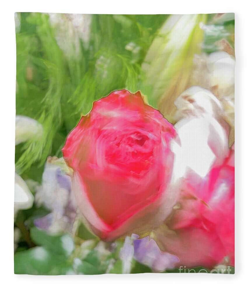 Abstract Fleece Blanket featuring the photograph Pink rose abstract by Phillip Rubino