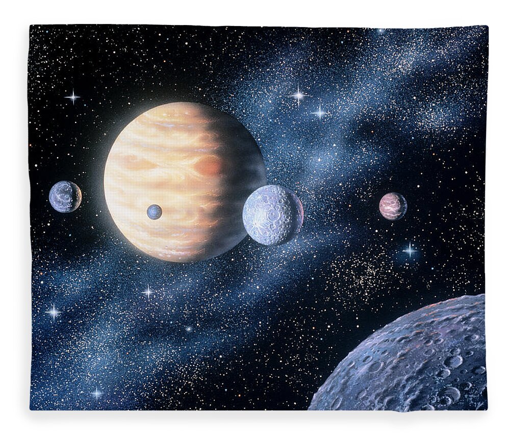 Color Image Fleece Blanket featuring the digital art Planets by Shilo Sports