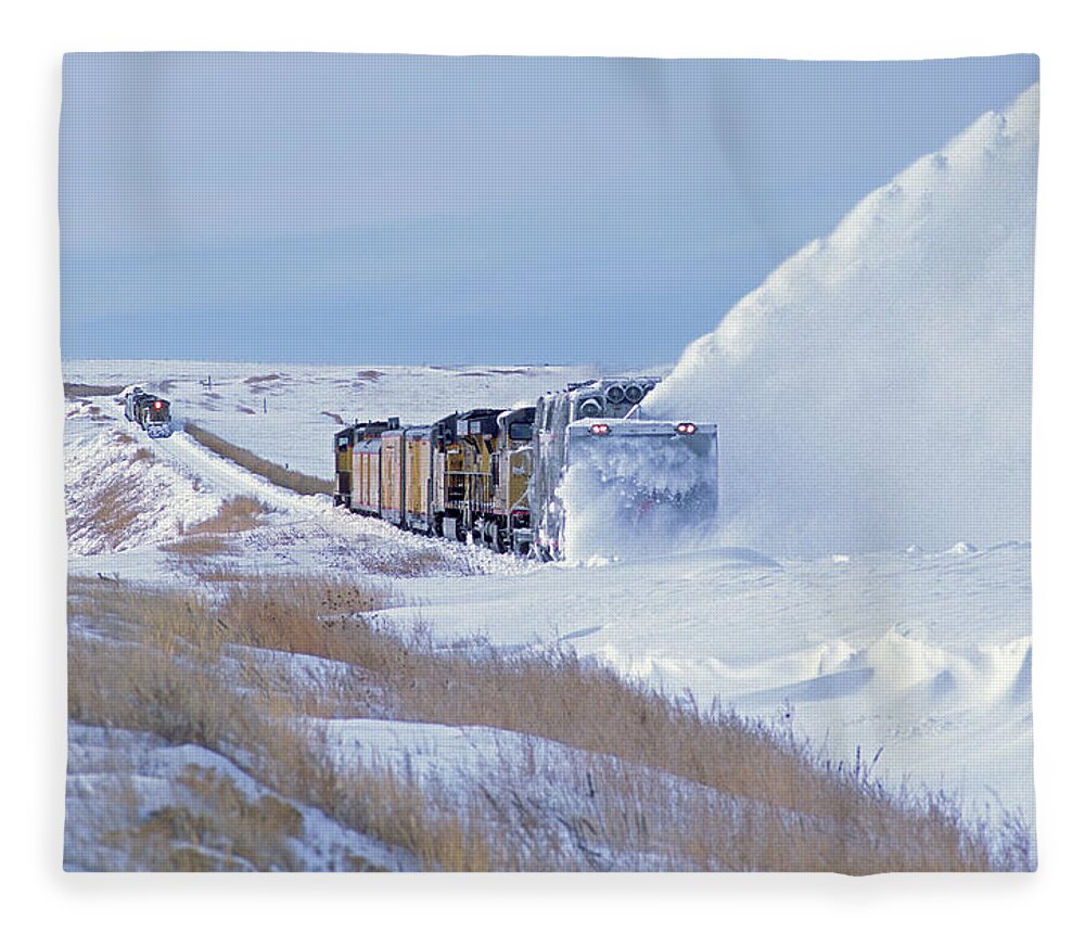 Tranquility Fleece Blanket featuring the photograph Plowing Snow In Kansas by Mike Danneman