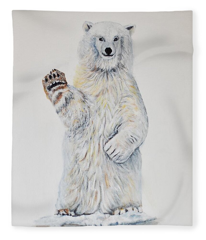 Polar Fleece Blanket featuring the painting Polar Bear Baby 2 by Marilyn McNish