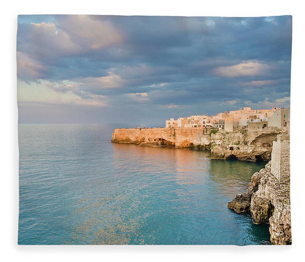 Adriatic Sea Fleece Blanket featuring the photograph Polignano A Mare On The Adriatic Sea by David Madison