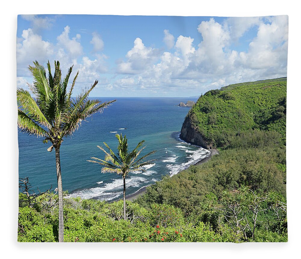 Water's Edge Fleece Blanket featuring the photograph Pololu Valley by S. Greg Panosian