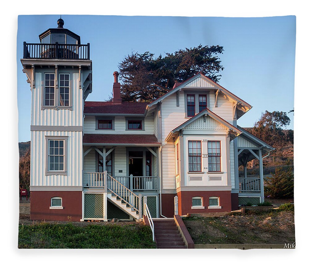 Shell Beach Fleece Blanket featuring the photograph Port San Luis Lighthouse by Mike Long