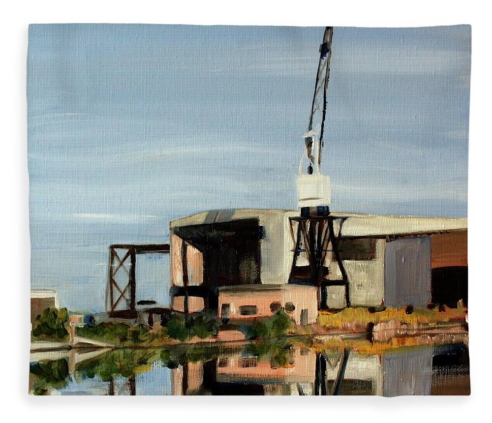 Landscape Fleece Blanket featuring the painting Port Weller by Sarah Lynch