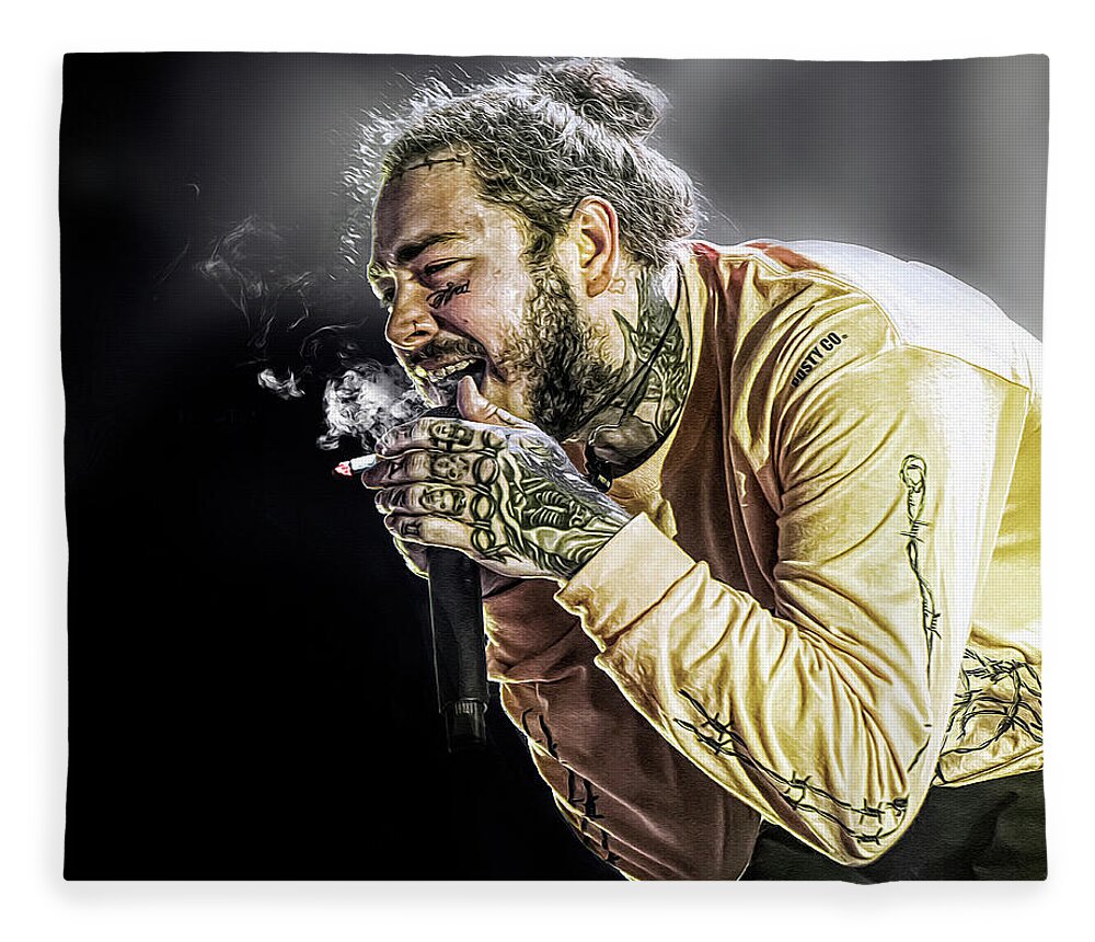 Post Malone Fleece Blanket featuring the digital art Post Malone by Mal Bray