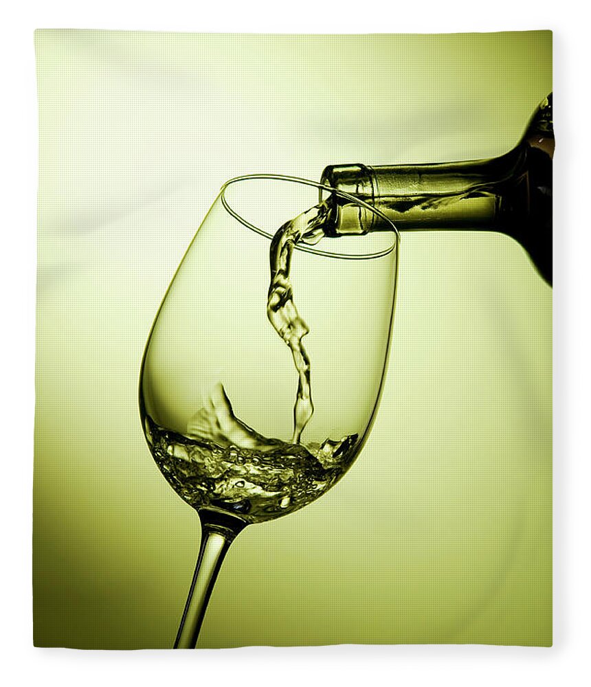 Alcohol Fleece Blanket featuring the photograph Pouring White Wine by Carlosalvarez