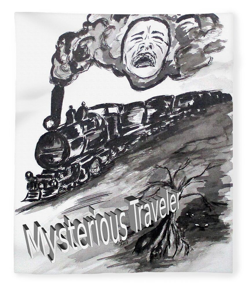 Pen And Ink Fleece Blanket featuring the drawing PRA Mysterious Traveler by Clyde J Kell