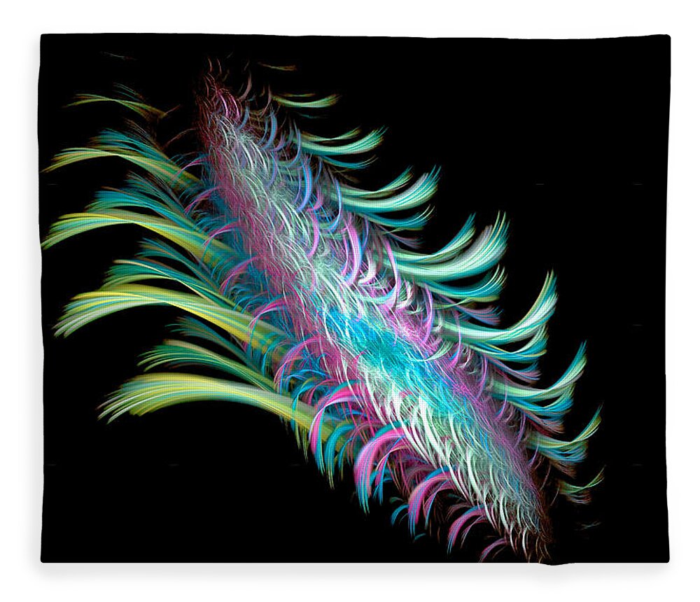 Fish Fleece Blanket featuring the digital art Prehistoric Fish Abstract Light Blue by Don Northup