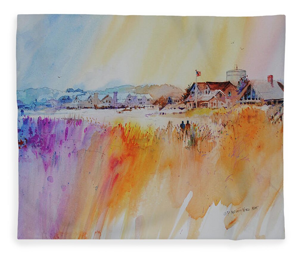 Visco Fleece Blanket featuring the painting The Shores of Provincetown by P Anthony Visco