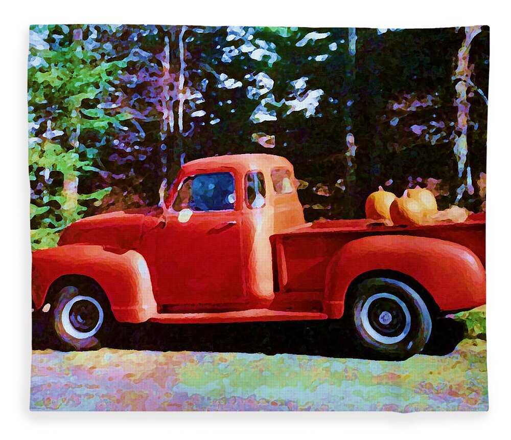 Old Pickup Fleece Blanket featuring the photograph Pumpkin Pickup by Tom Johnson