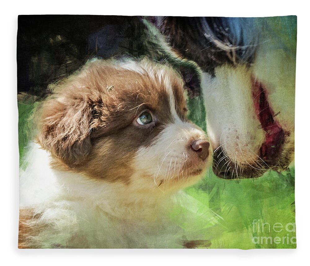 Dog Fleece Blanket featuring the digital art Puppy Dog by Phil Perkins