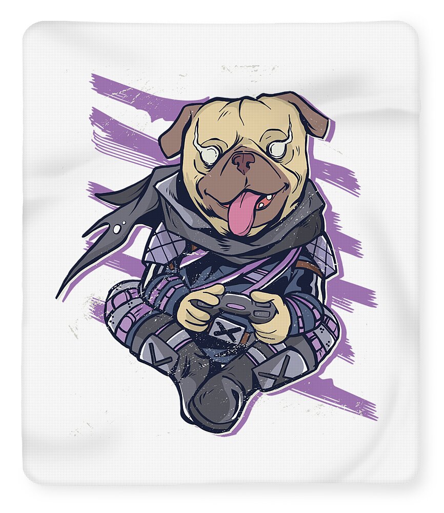 Puppy Dog Pug Video Gamer Fleece Blanket by Cute and Funny Animal Art  Designs - Pixels