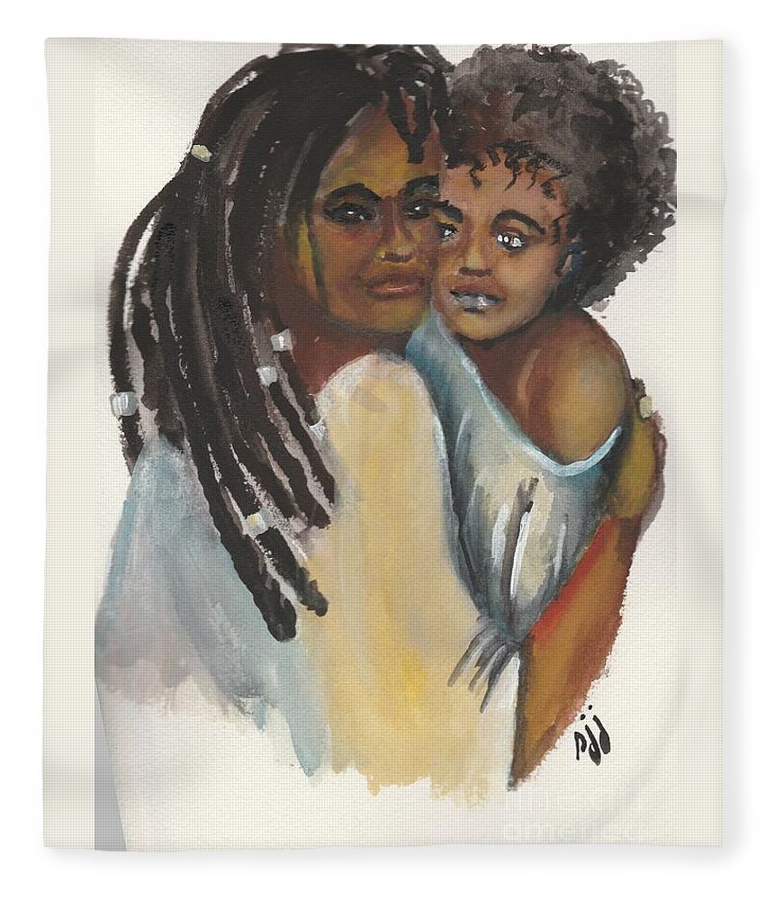 African-american Fleece Blanket featuring the painting Queen Love by Saundra Johnson