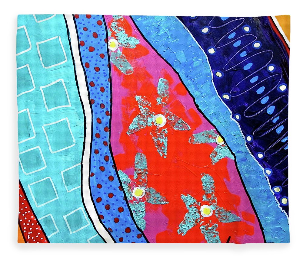 Abstracts Fleece Blanket featuring the painting Radical Lite by Adele Bower