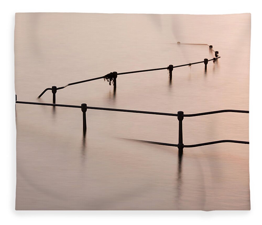 Dawn Fleece Blanket featuring the photograph Railings At Old Bathing Pools In St by David Clapp